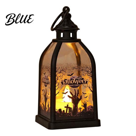 Halloween Party Prop Candle Lantern Decorative Spooky Witch Skeleton Pumpkin Tabletop Home Decor Light for Haunted House Front Porch Gothic