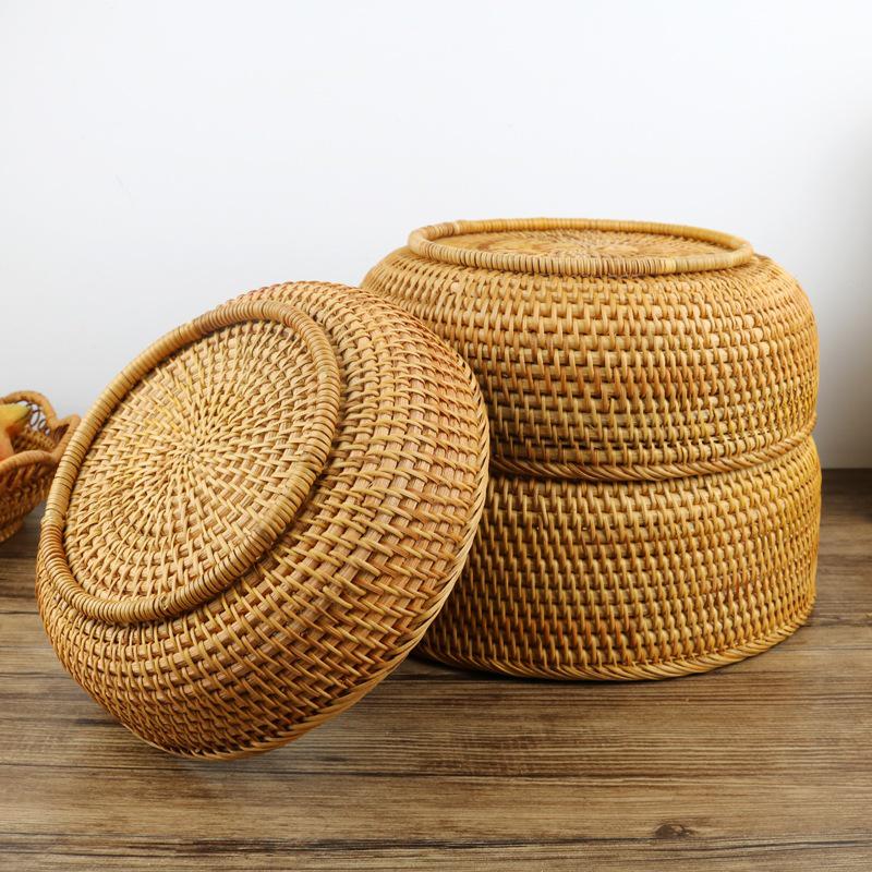 Handmade Woven Basket for Storage, Fruit, Bread, Steamed Buns, Snacks & Picnics