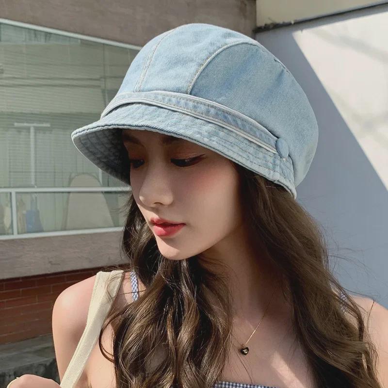 

Ретро-берет «Утиный Билл»: Женская шляпа в уличном стиле на весну и осень M (56-58cm) светло-синий