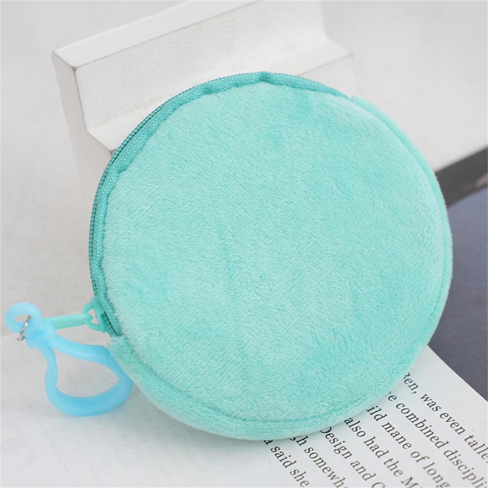 Solid Plush Round Coin Purse Women's Cute Wallet ID Card Bag Keychain Minimalist Coin Bag Kawaii Wallets for Women Gift