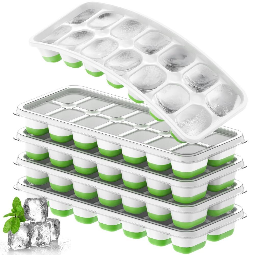 5PCS with Lid Ice Cube Tray Reusable Ice Maker Molds Durable Ice Cube Mold  Coffee