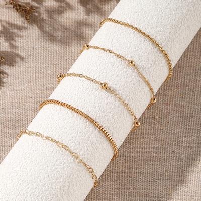 European and American Xiyin Hot-selling Piece Set Bracelet Set Female Alloy Round Bead Chain Box Chain Simple Bracelet