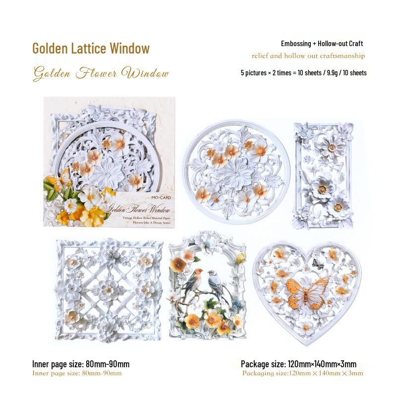 Мо Мо Бай Рельефная Крафт-бумага Цветочная Серия Мечта: 10 Листов в Упаковке, Легкий Ретро-Дизайн, 6 Стилей