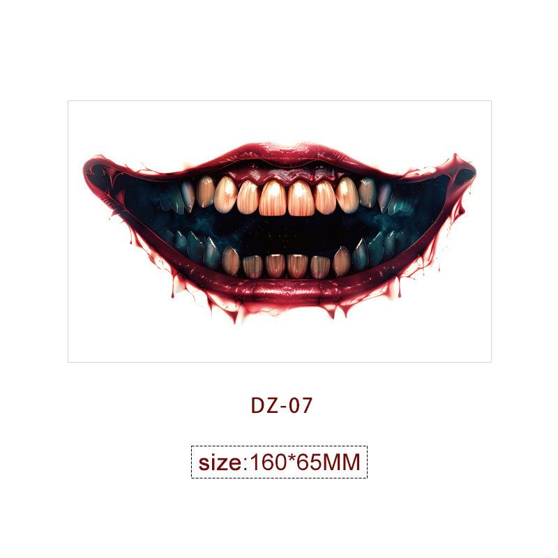 Halloween Mouth Tattoo Scary Clown Face Stickers Creepy Temporary Tattoos Waterproof Party Makeup Costume Props