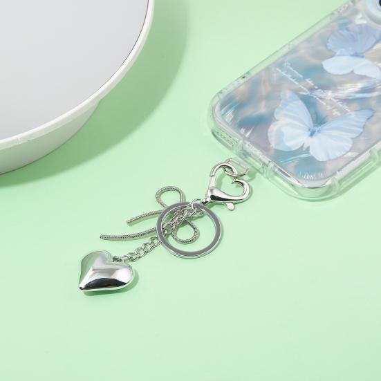 Heart Shape Bow Tie Keychain Pendant Lightweight Bag Charm Suitcase Backpack Wallet Keyring Fashion Accessory