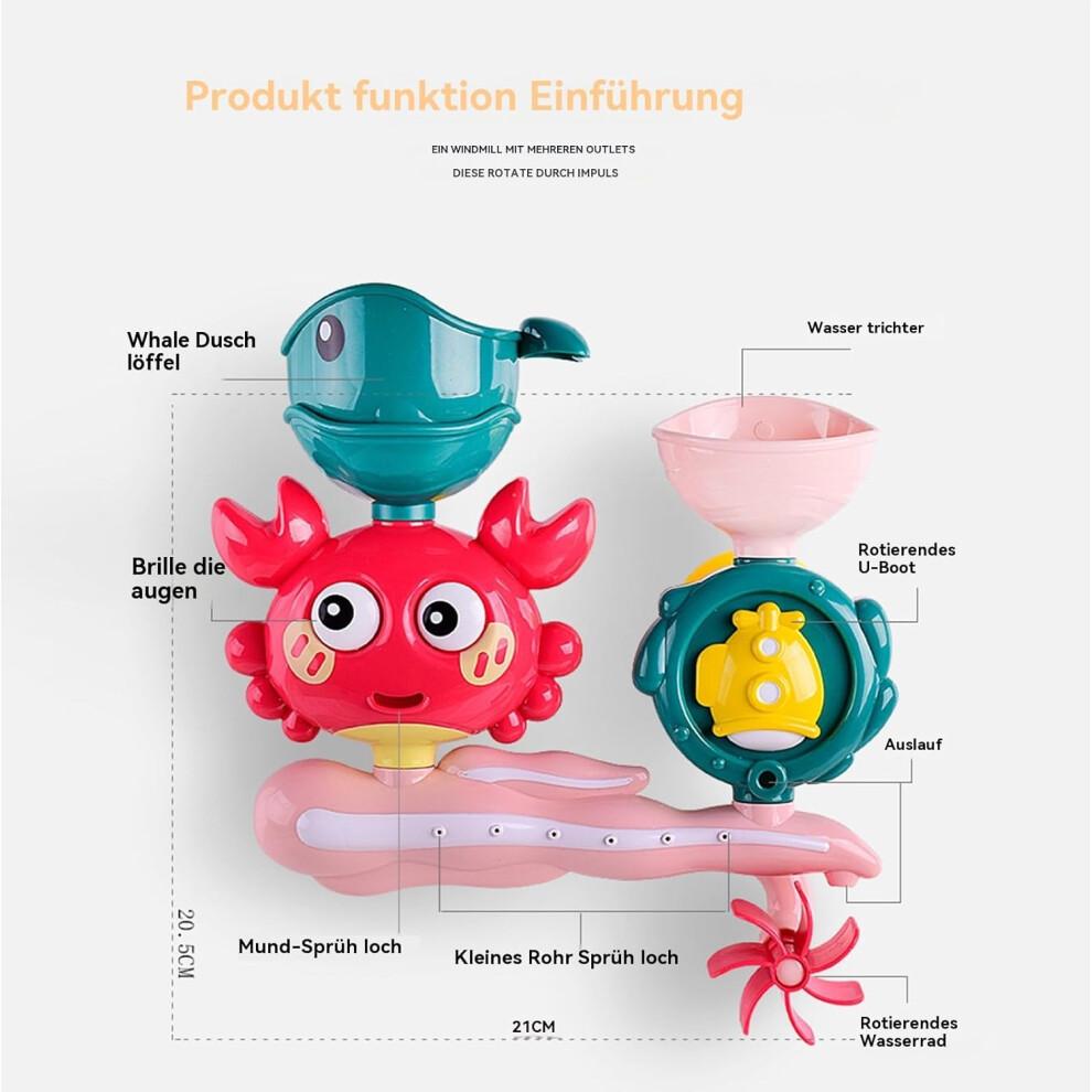 Suction Bath Toys Set for Kids, 8.27 X 8.07 X 3.15 Inches Water Play Accessories for Bathtub and Pool, Red