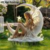 Acrylic Moon Fairy Garden Stake Decoration Weather-proof Outdoor Yard Lawn Patio Pathway Waning Moon Elf Stake Stick Ornament
