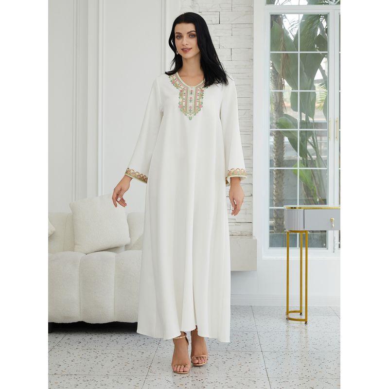 New Middle East Dubai Ethnic Style Patchwork Lace Robe Dress Printed Patchwork Dress