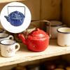 Pretend Play Kitchen Kettle Toy Miniature Enameled Model For Dollhouses Scene Easy Carry Handle Design