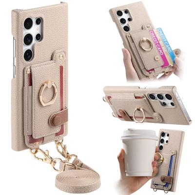 Crossbody Wallet with Card Holder Case for Samsung S21 FE S25 S24 Plus S23 S22 S26 Ultra A56 A36 A26 A16 A06 A55 A35 Ring Cover