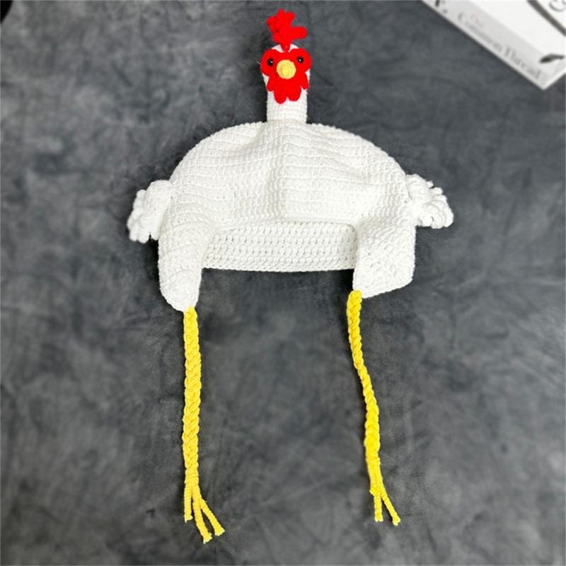 Festival Turkey Hat Knitted Beanies with 3D Chick Warm Cotton Hat Cartoon Headwear for Parents Kids Thanksgiving Hat
