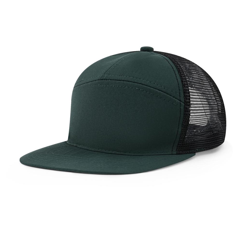 Men's Seven-Panel Color-Block Curved Baseball Trucker Hat - Mesh Sunshade Cap