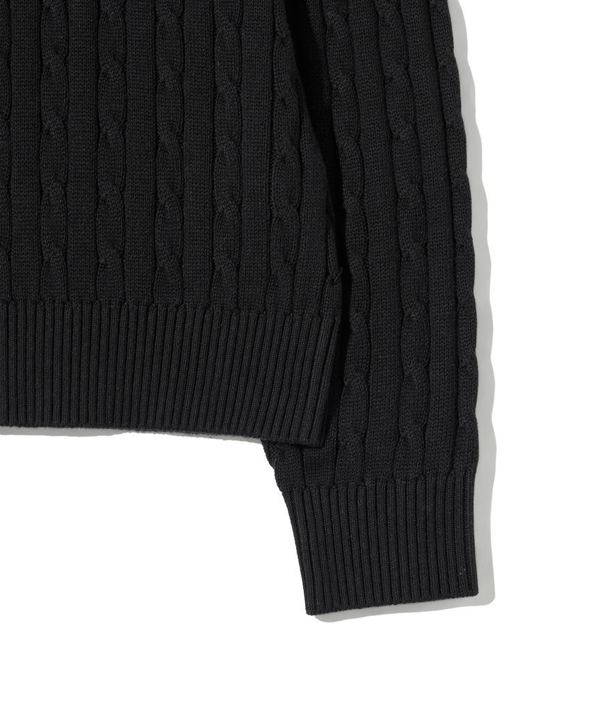 YALE Y Logo Cable Round Knit Black
