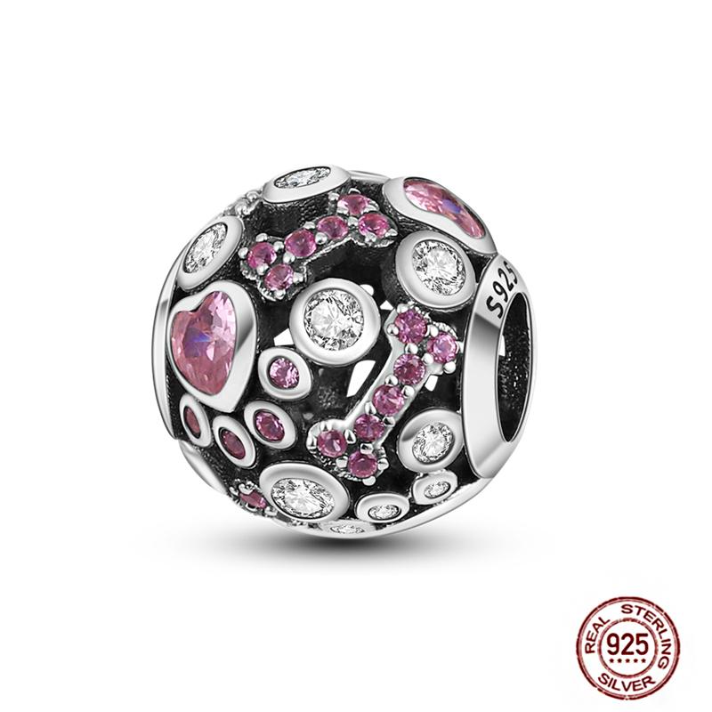 Colorful Heart Murano Glass Flower Travel Pink Charm Bead Components Copper Metal Compatible With Authentic Original Bracelet High Quality Fine