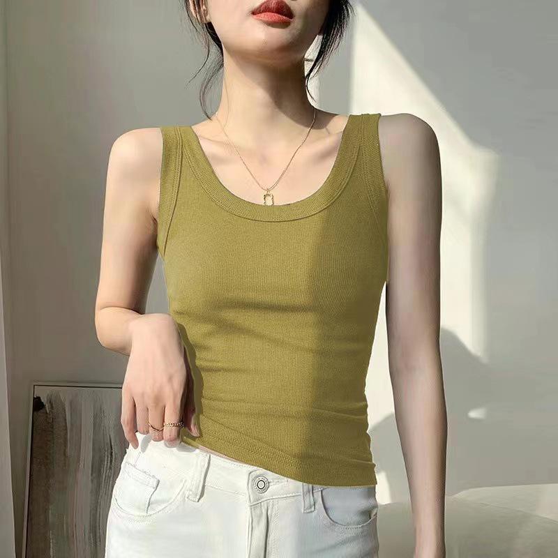 

Popular Women s Spaghetti Strap Tank Top - Sleeveless Slim Fit for Spring/Summer XL горчичный/зелёный