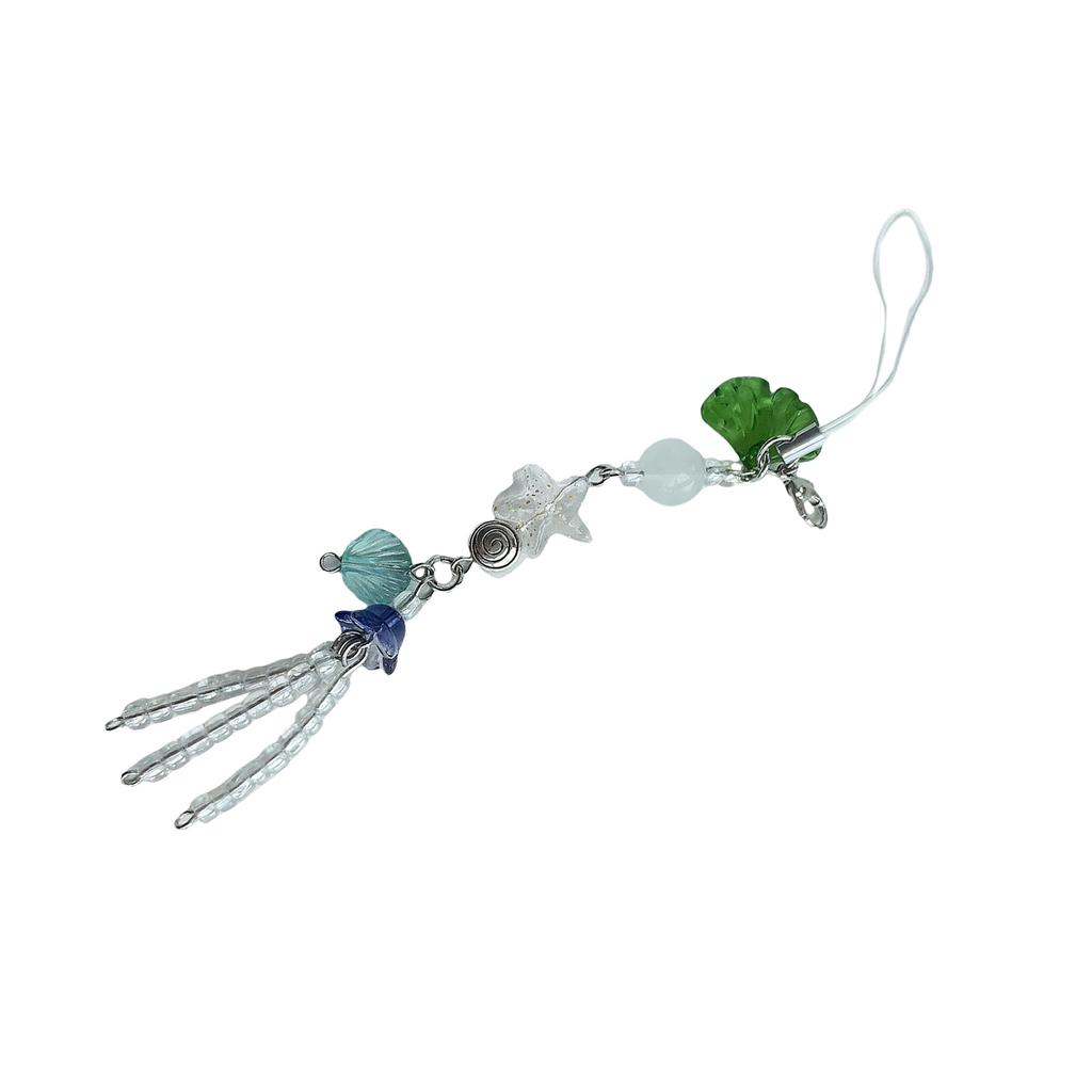 Stylish Beaded Cellphone Charm Eye Catching Keyring Pendant Colorful Key Chain Fashionable Attachment for Women Bag