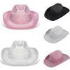 Glitter Pink Western Cowboy Hat Solid Color Cowgirl Hat Fashion Bowler Hat  Show
