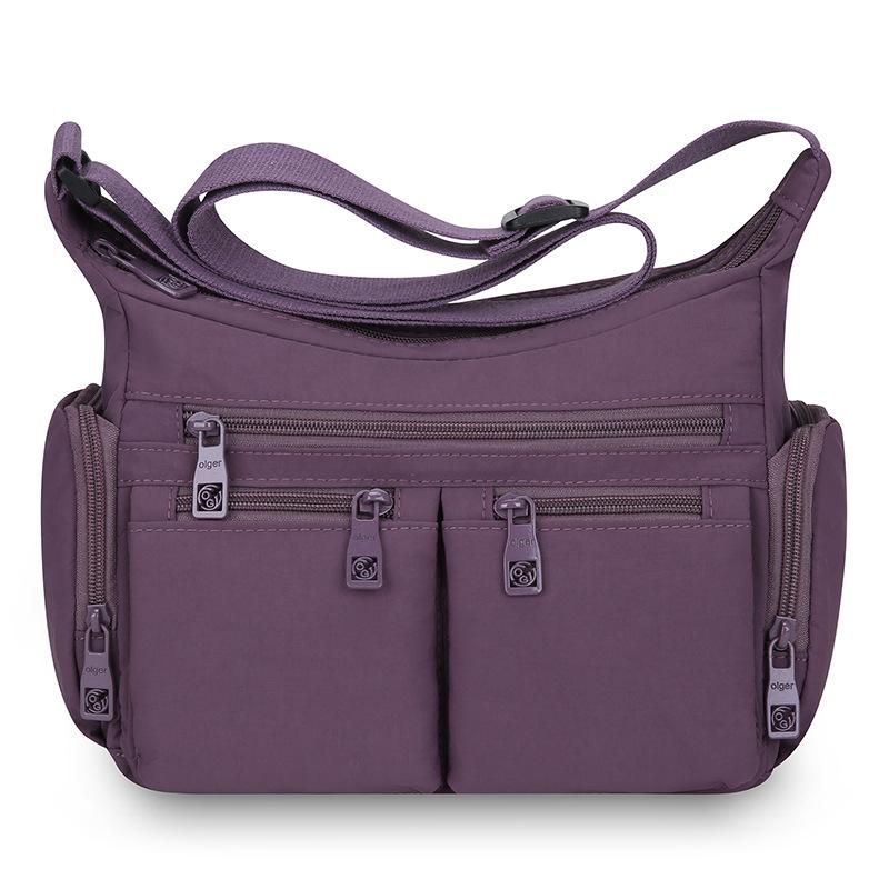 Wasserdichte Nylon-Crossbody-Tasche für Damen Mehrere Taschen Schulter-Handtasche mit Reißverschluss
