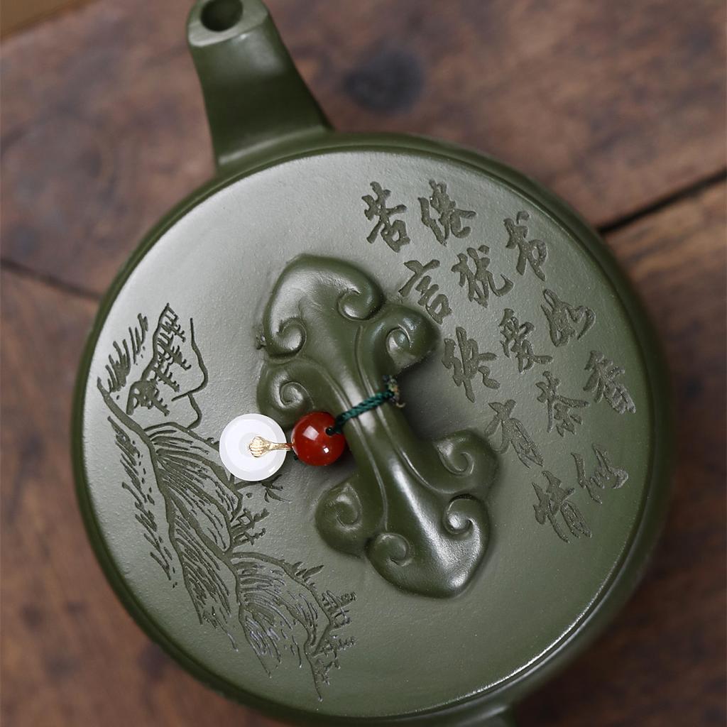 14,7x7,1cm/220cc ručně vyráběná fialová hliněná konvička originální minerální zelené bahno zenová čajová konvička Kung Fu čajový set čínská čajová konvička 10 otvorů