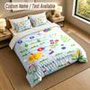 3Pcs Bedding Set Custom Name Text, 1 Sheet 2 Pillowcases Home Bed DecorPikmin