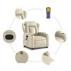 Massage Recliner with Rising Assistance Cream Artificial Leather