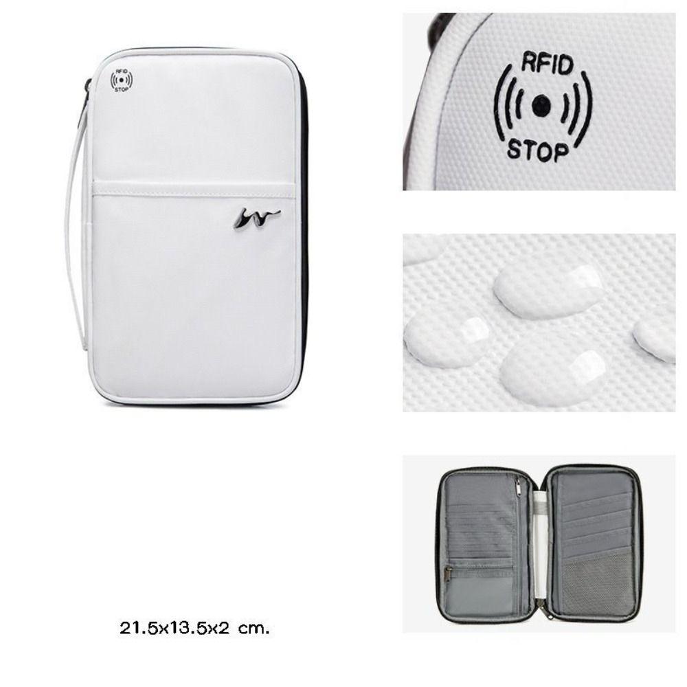 Fashion Polyester Card Case Zipper Large Capacity RFID Card Holder Waterproof Travel Coin Purse Unisex