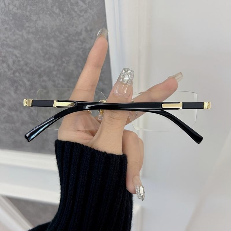 Ochelari Retro Pătrați Vintage Fără Ramă cu Lentile Transparente pentru Femei și Bărbați, Ochelari de Vedere Transparenți la Modă cu Ramă Metalică și Balamale