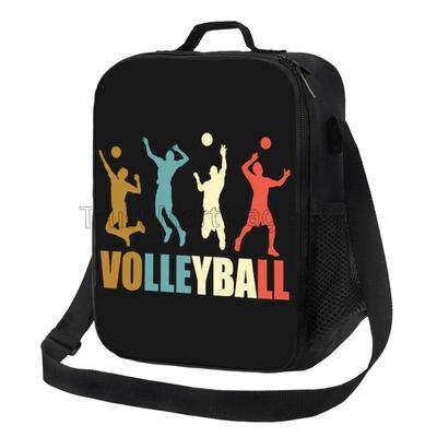 Borsa Termica Pranzo Vintage Retro Pallavolo Tri-blend Riutilizzabile Portatile Termica Bento con Tracolla Regolabile per Picnic Viaggio