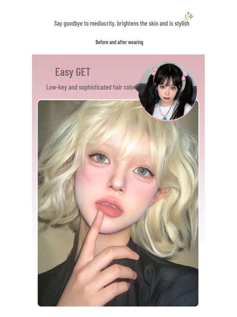 Kurze weiße gelockte Lolita-Perücke für Damen – Modische, jugendliche und süße Simulationshaarabdeckung