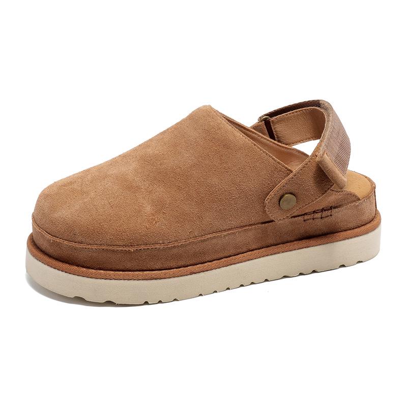 2024 Spring Genuine Leather Slip-On Half Slippers for Couples - Soft Sole, Breathable, Casual, Closed Toe