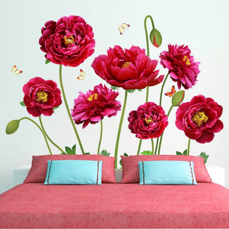 Floral Wall Sticker PVC Self Adhesive Removable Decal for Kitchen Bathroom Bedroom Home Decor