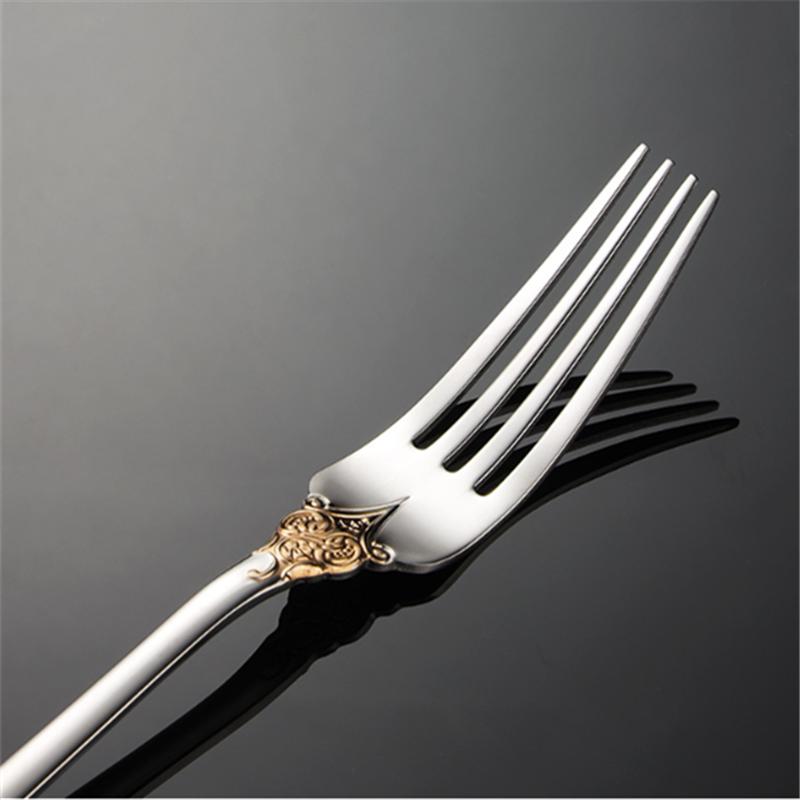 Palace Series Stainless Steel Cutlery Sets Western Food Knives Forks Spoons Teaspoon Luxury Golden Tableware Home and Kitchen