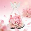 Festliche Engel-Glasglocke mit konservierter Rose – ein wunderschönes Accessoire für Weihnachts- und Valentinstagsdekorationen und als charmantes Wohnaccessoire.