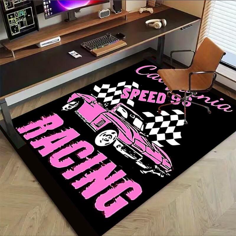 1pc California Speed 98 Racing Home Office, Durable Polyester Floor Mat with Easy, Office Decor, Urban Style, Nonslip Backing