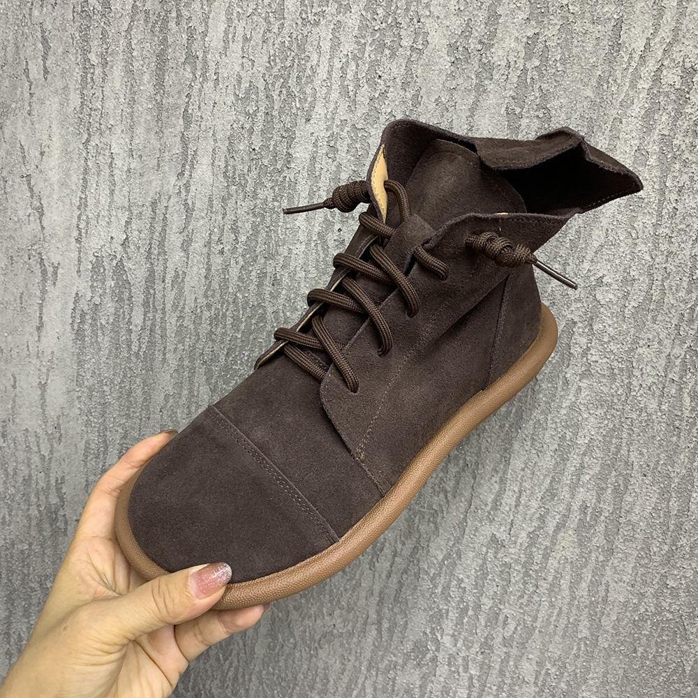 

Кожаные женские ботинки на шнуровке, осенне-зимние ботильоны большого размера, повседневные ботинки на плоской подошве, нескользящие, теплые меховые зимние ботинки, плюшевая женская обувь 38