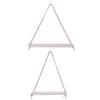 2pcs Wooden Wall Storage Rack Sling Rope Hanging Plant Flower Pot Shelves Home Decorations