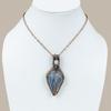 Owyhee Opal, Moonstone Gemstone Copper Wire Wrap Pendant 3.15"