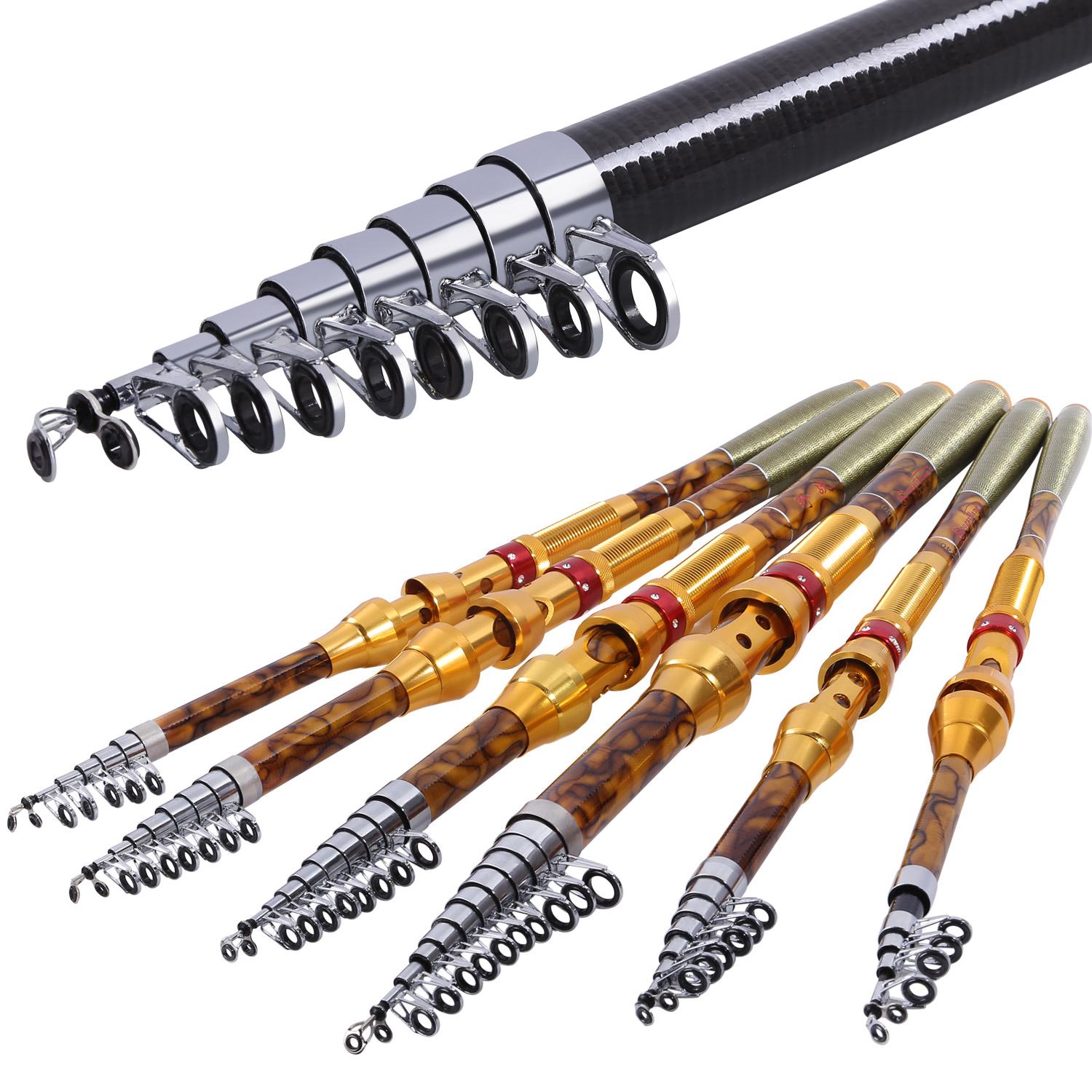 

Портативная телескопическая карбоновая удочка, спиннинговая рыба, ручные рыболовные снасти, морская удочка, океанская удочка, снасти 1.8M золотой