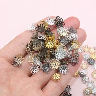 200pcs Gold Colors Metal Flower Spacer Beads Caps 8/9mm For Diy Beaded Bracelets Necklace Jewelry Making Accessories Findings