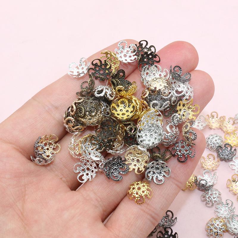 200pcs Gold Colors Metal Flower Spacer Beads Caps 8/9mm For Diy Beaded Bracelets Necklace Jewelry Making Accessories Findings