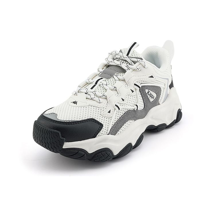 Kappa Fabric Synthetic Leather Cow Split Leather Shoes Trendy Deconstruction Low Top Dad Shoes Unisex sneaker White Black Frosted-Gray K0DY5MC57-012A