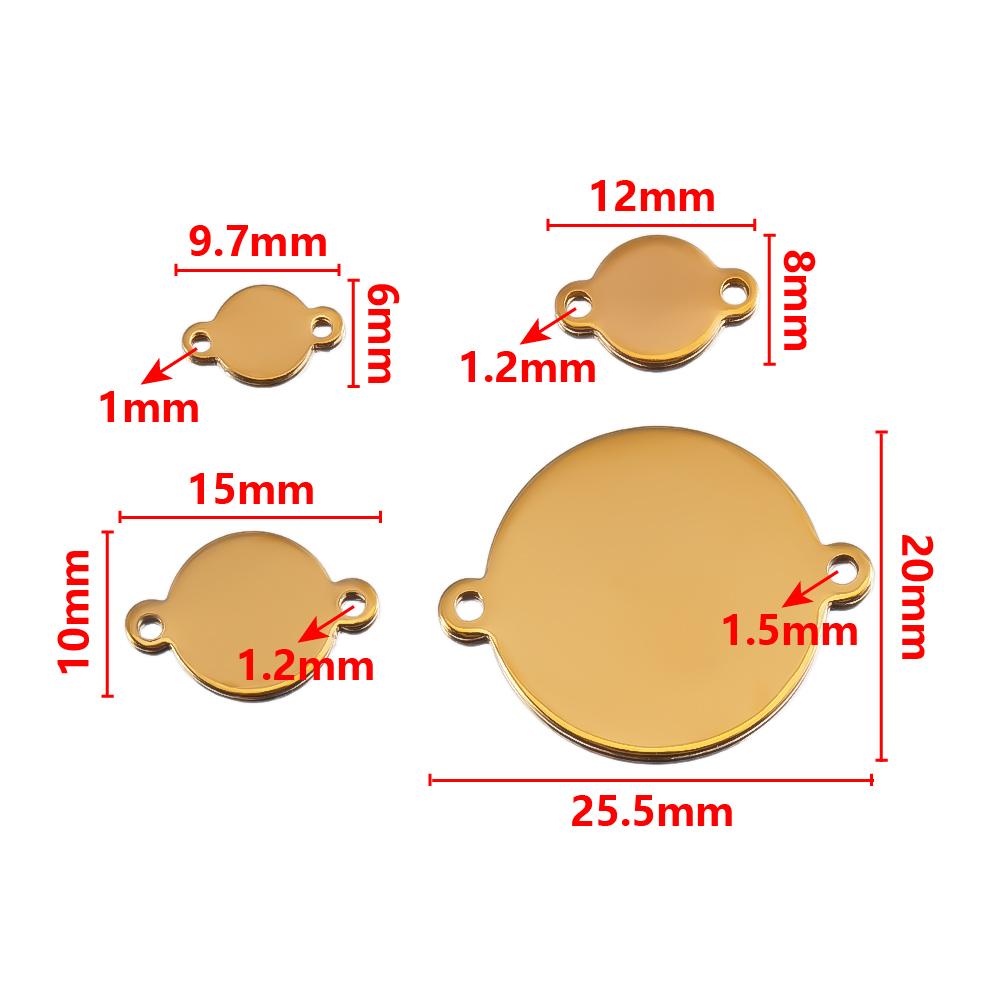20Pcs Stainless Steel Flat Round Links Stamping Blank Tag Connectors 2 Holes Disc Pendant DIY  Necklaces Jewelry Making Supplies