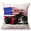 Nordic Motorbike Race Biker Club Car Pillow Case Us Flag Motorcycle Art Sofa Chair Waist Pillow Beige Linen Decor Cushion Covers