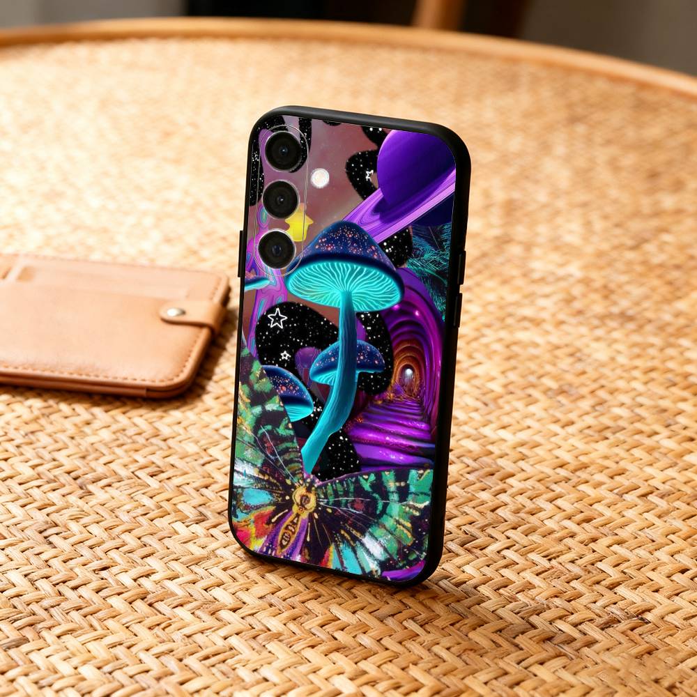 P-Psychedelic C-Colored M-Mushroom  Phone Case For Samsung  A73,72,71,53,52,51,22,91,80, Soft Black Cover Samsung a22 4g