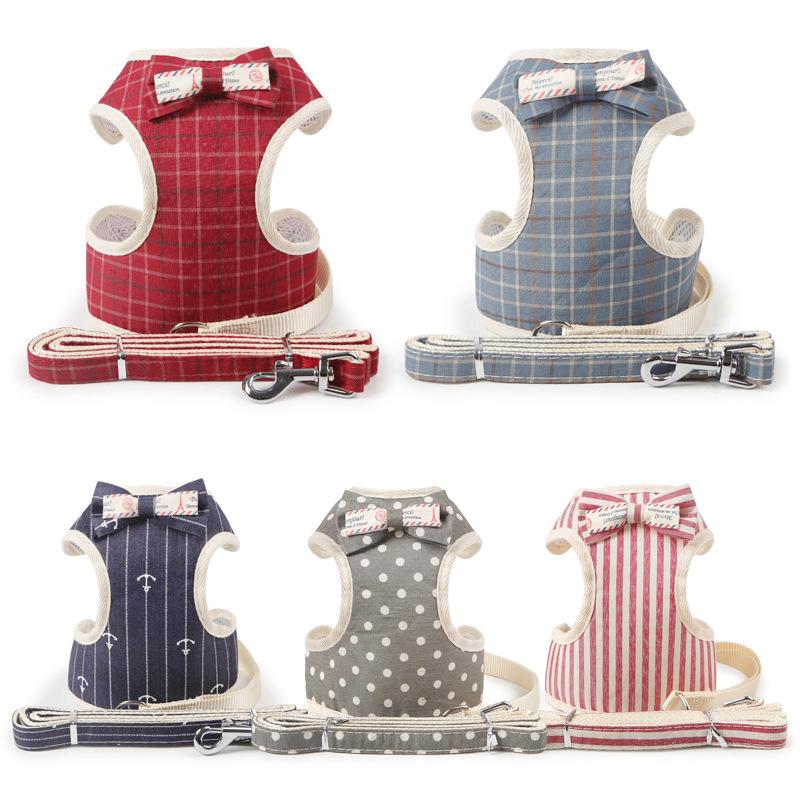 Z Pet Chest Strap Leather Amoy Traction Rope I-shaped Strap Bow Korean Version Cat Supplies Cat Traction