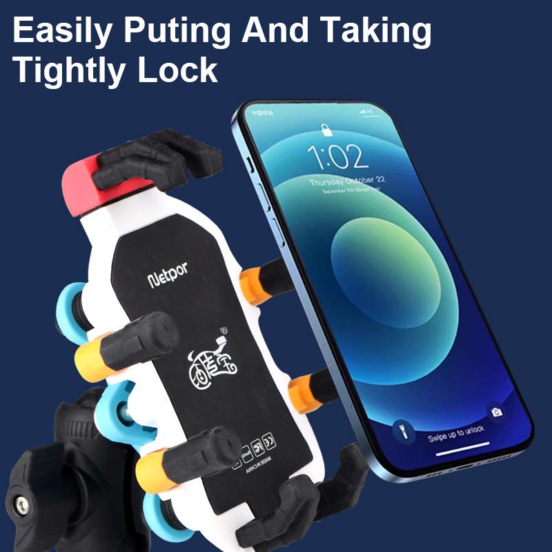 Hot Sale Eight Claws Colorful Motorcycle Phone Holder Anti-theft Lock Bike Phone Holder With Shock Absorber