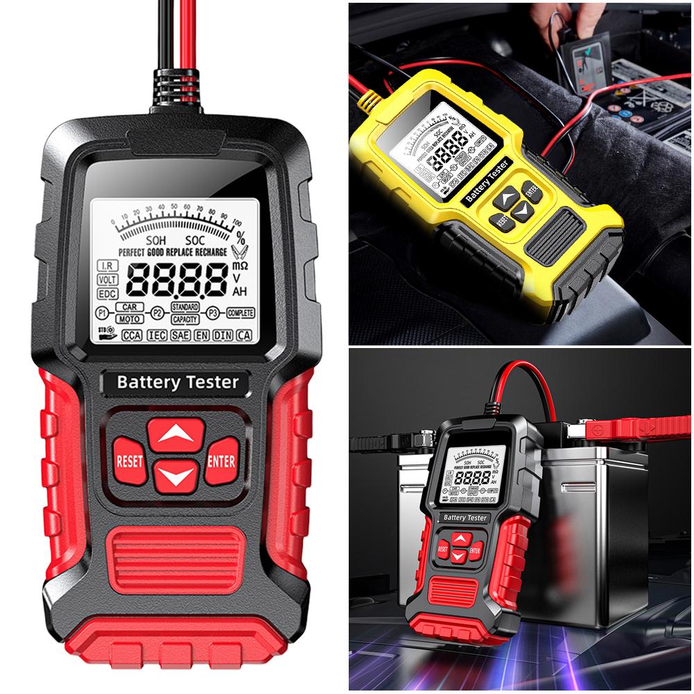 Car Battery Tester LCD Display Smart Battery Tester SOH SOC CCA IR Measurement Auto Battery Analyzer for Car Truck Boat SUV