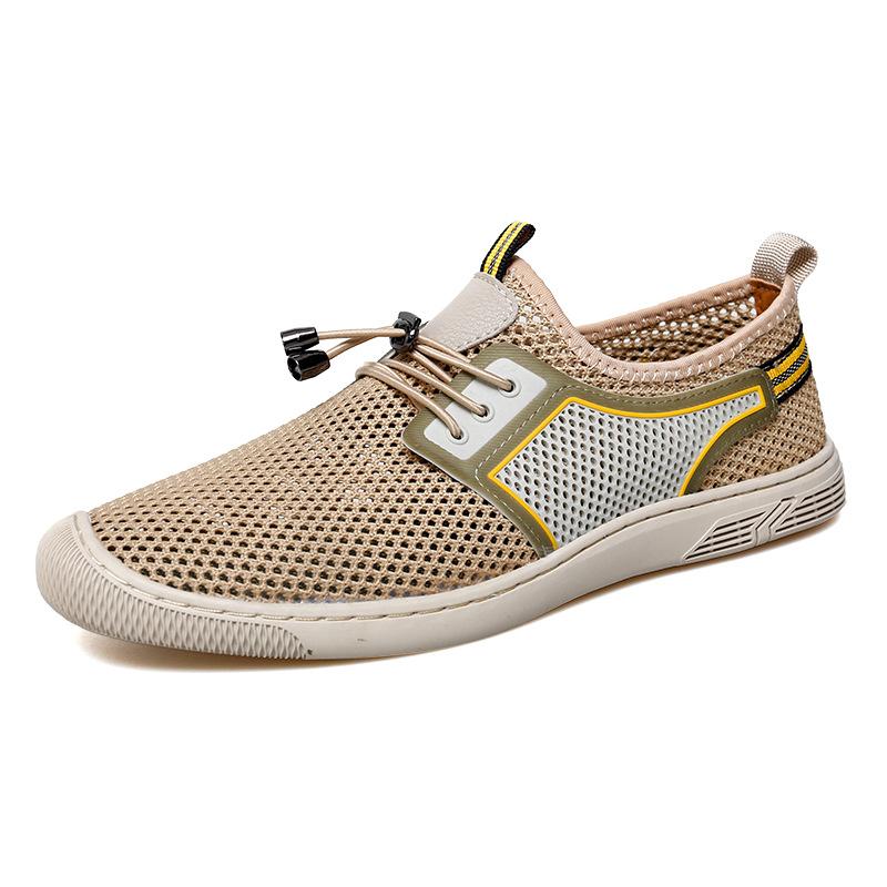 Men'S Fly-Woven Shoes Breathable And Lightweight Outdoor Soft-Soled Sneakers Trendy And Hole Running Shoes