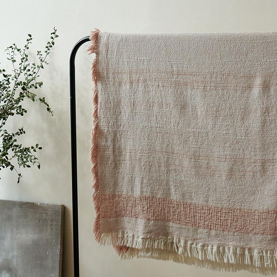 Retro Blanket King Size 80% Cotton 20%Linen Yarn Dyed Jacquard Tassel Blanket Sofa Bed Cover Blanket Bedspread On The Bed