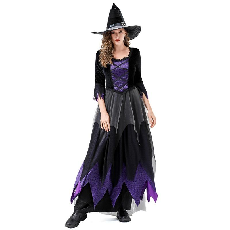 Halloween Witch Costume Vampire Black Purple Dress Magic Witch Stage Cosplay